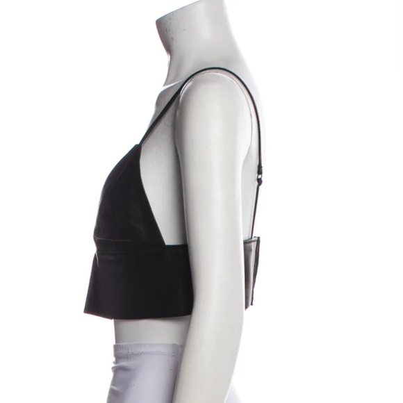 Alexander Wang Black Leather Cropped Top - Picture 1 of 7